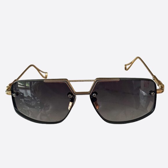 Chrome Hearts Gold Toned Love Rod Aviator Sunglasses - Picture 1 of 7